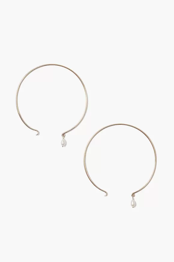 Chan Luu 14K Belle Hoop Earrings Maxi White Pearl Cheap