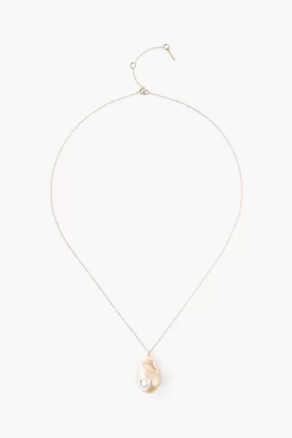 Chan Luu 14K Diamond Le Baroque Natural Pink Necklace Hot