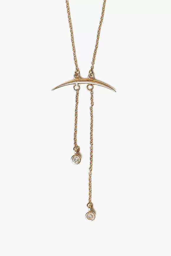 Chan Luu 14K Gold Diamond Lariat Horn Necklace Flash Sale