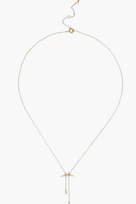 Chan Luu 14K Gold Diamond Lariat Horn Necklace Flash Sale