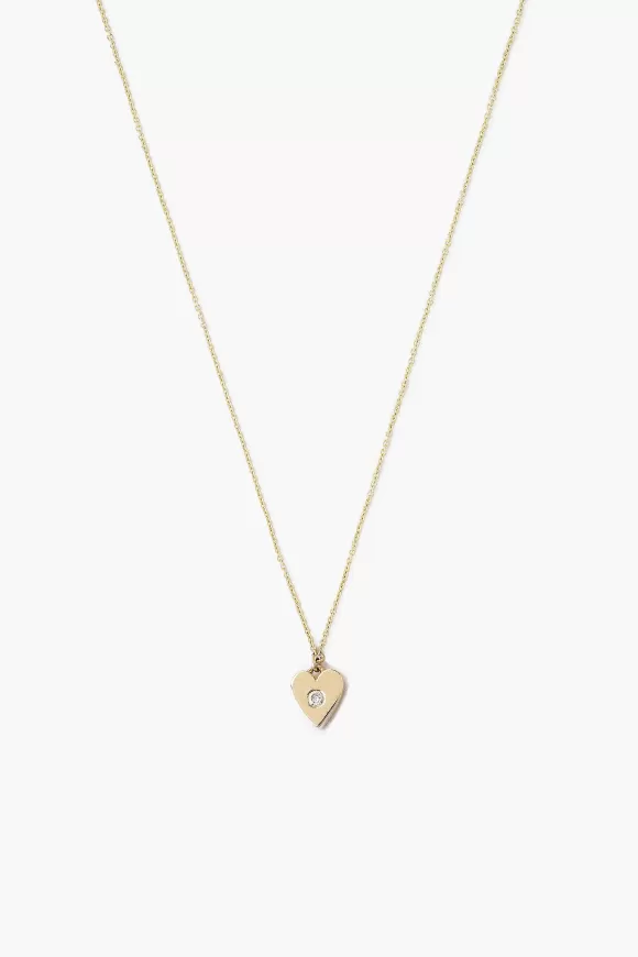 Chan Luu 14K Gold Heart Necklace With Diamond Inlay Outlet