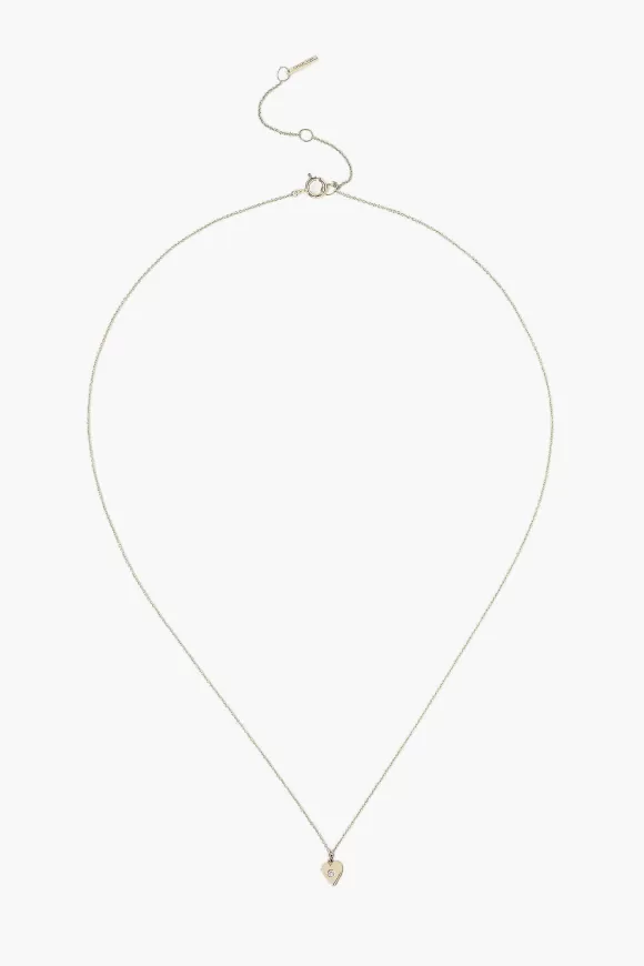 Chan Luu 14K Gold Heart Necklace With Diamond Inlay Outlet