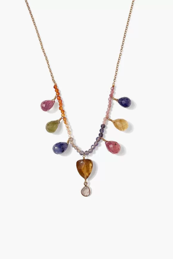 Chan Luu 14K Rainbow Necklace Sapphire Mix Fashion