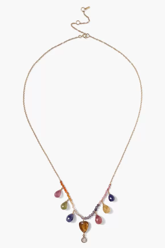 Chan Luu 14K Rainbow Necklace Sapphire Mix Fashion