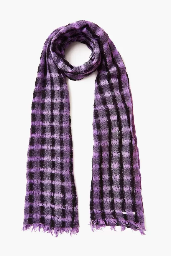 Chan Luu Amethyst Checkered Wool Scarf Best Sale