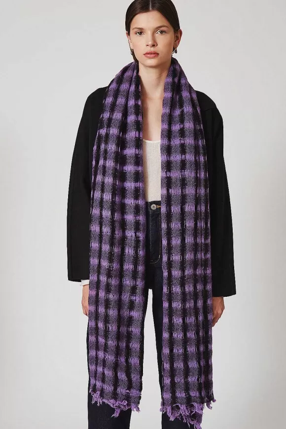 Chan Luu Amethyst Checkered Wool Scarf Best Sale