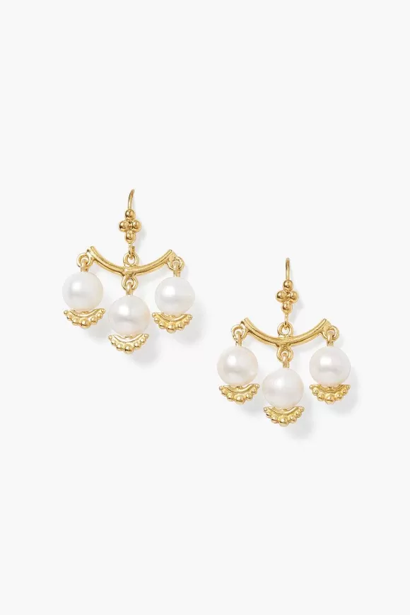 Chan Luu Anahi Chandelier Earrings White Pearl New