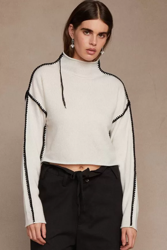 Chan Luu Annie Cashmere Cropped Sweater Cream Best Sale