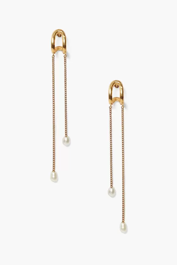 Chan Luu Arc Pearl Drop Earrings Maxi New