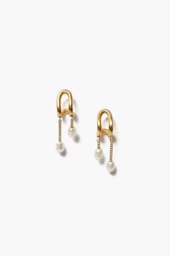 Chan Luu Arc Pearl Drop Earrings Mini New