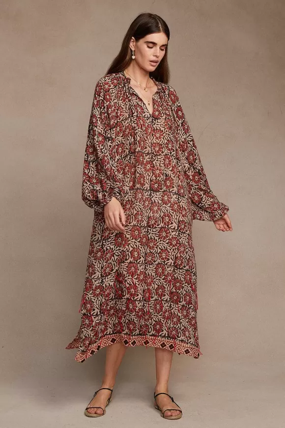 Chan Luu Ava Floral Dress Red Sale