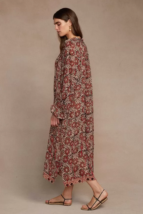 Chan Luu Ava Floral Dress Red Sale