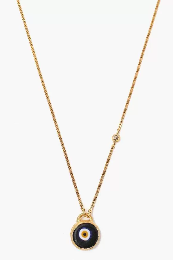 Chan Luu Black Evil Eye Necklace With Champagne Diamond Best Sale