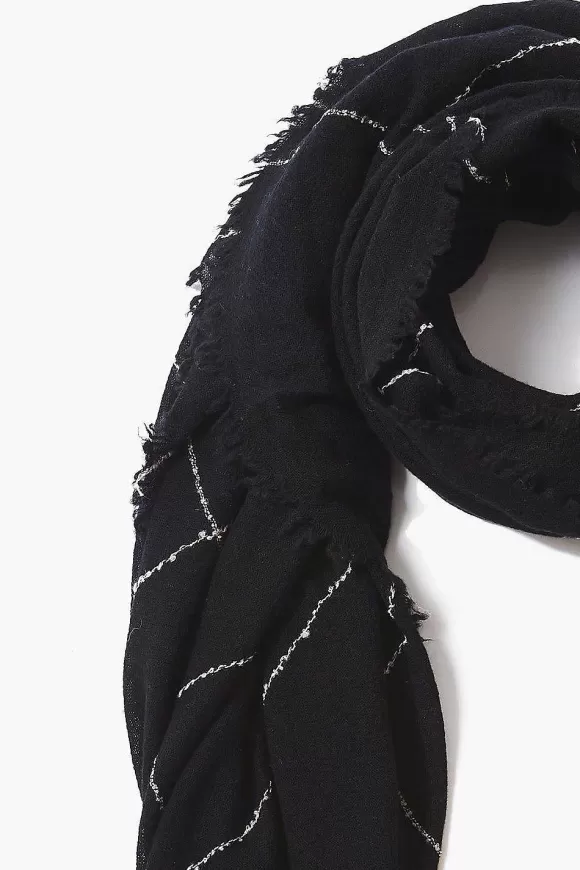 Chan Luu Black Windowpane Cashmere Scarf Sale