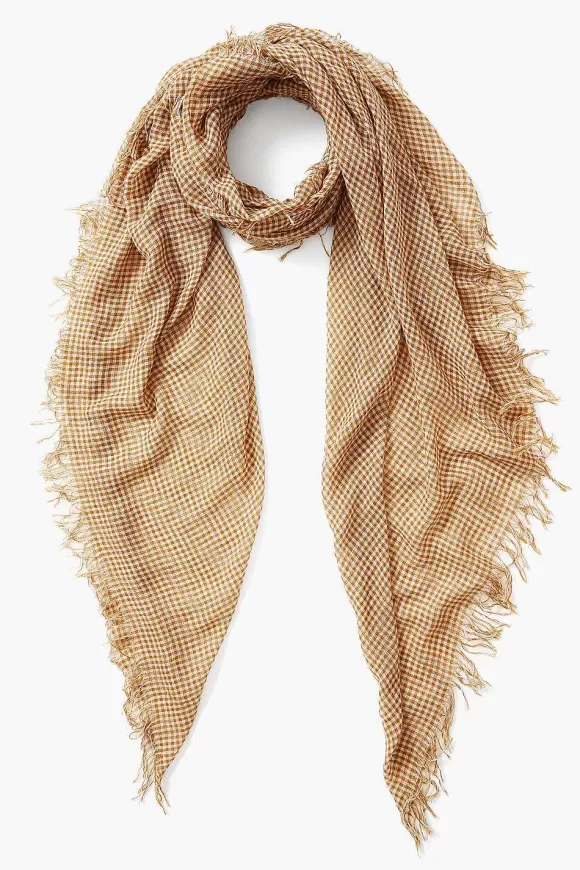 Chan Luu Butterscotch Gingham Cashmere And Silk Scarf Best