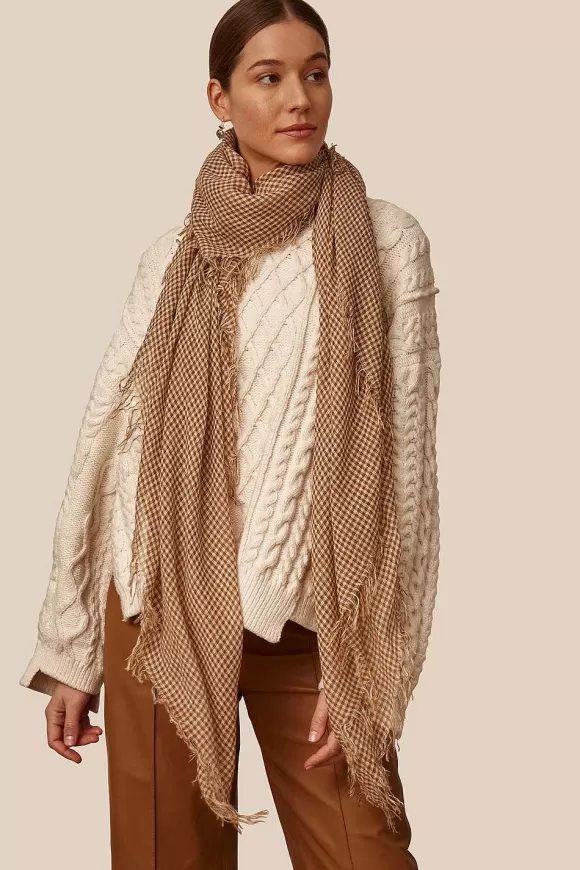 Chan Luu Butterscotch Gingham Cashmere And Silk Scarf Best