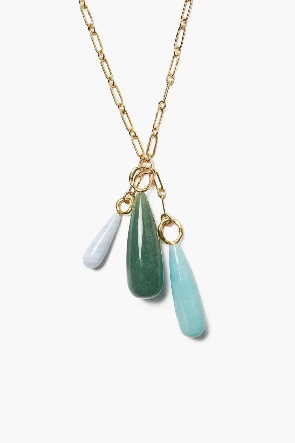 Chan Luu Castillo Pendant Necklace Green Mix New