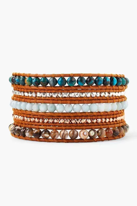 Chan Luu Compressed Turquoise Mix Wrap Bracelet Clearance