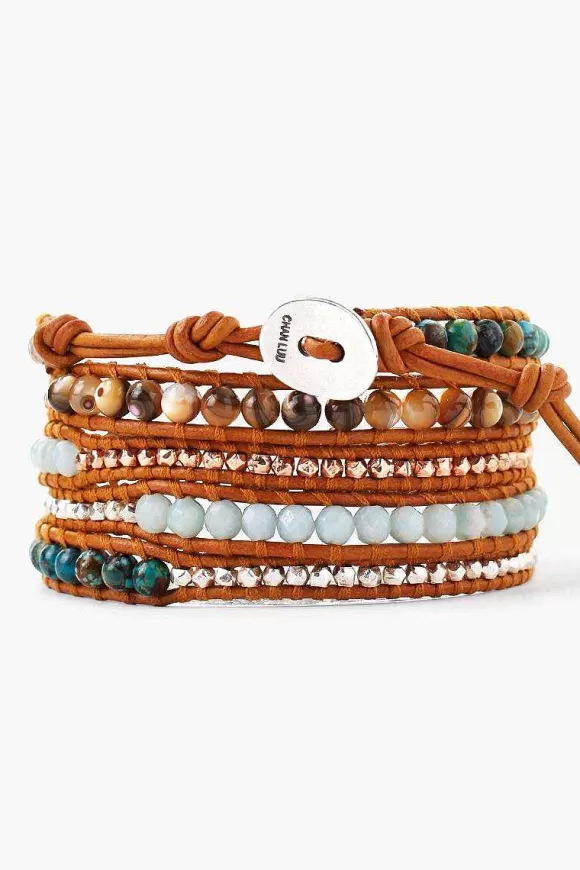 Chan Luu Compressed Turquoise Mix Wrap Bracelet Clearance