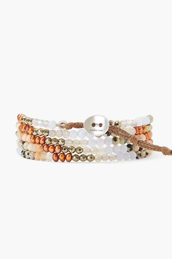 Chan Luu Copper Pearl Mix Gradient Naked Wrap Bracelet New