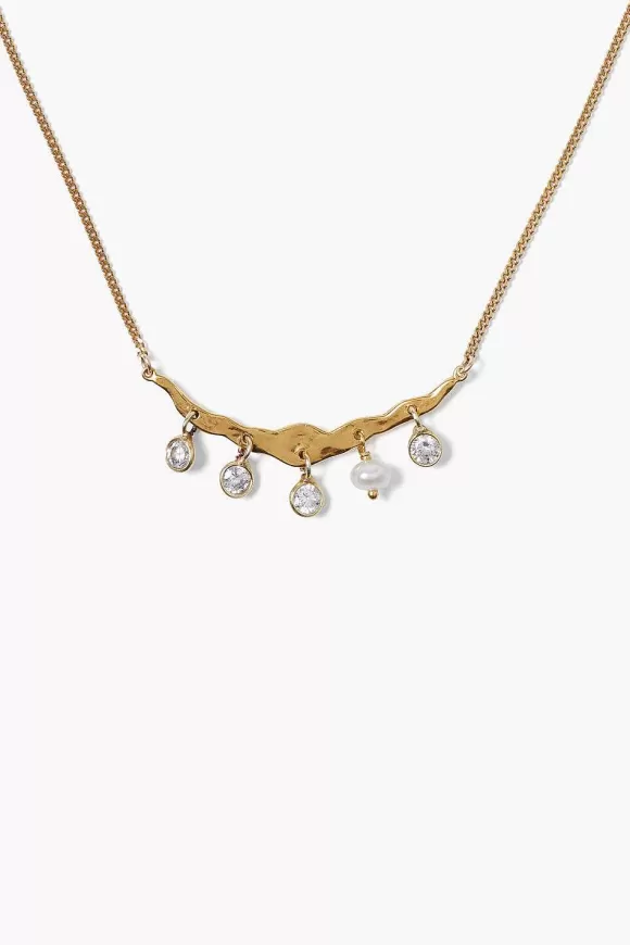 Chan Luu Crystal Crescent Necklace Yellow Gold Discount