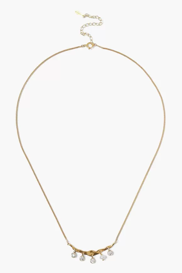 Chan Luu Crystal Crescent Necklace Yellow Gold Discount