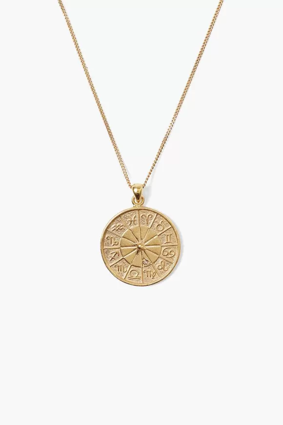 Chan Luu Custom Diamond Zodiac Coin Necklace Yellow Gold Clearance