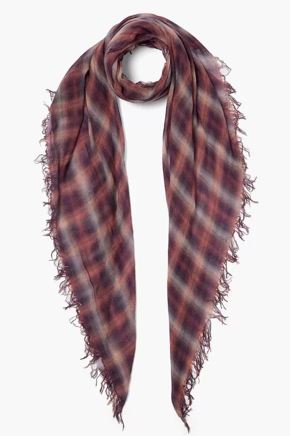 Chan Luu Dark Sapphire Plaid Cashmere And Silk Scarf Best Sale