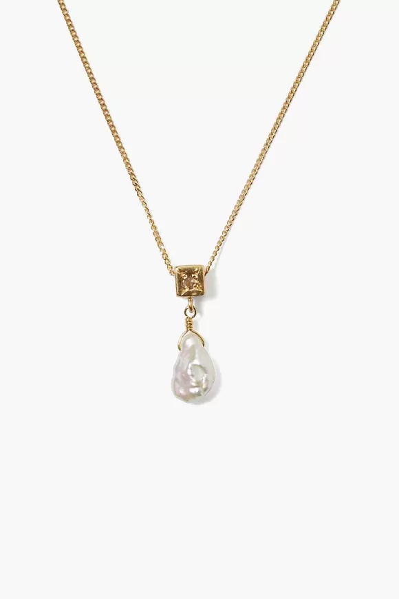 Chan Luu Dewdrop Diamond Necklace White Pearl New