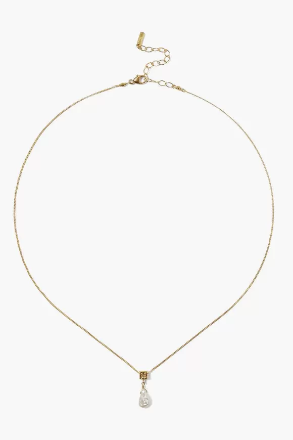 Chan Luu Dewdrop Diamond Necklace White Pearl New