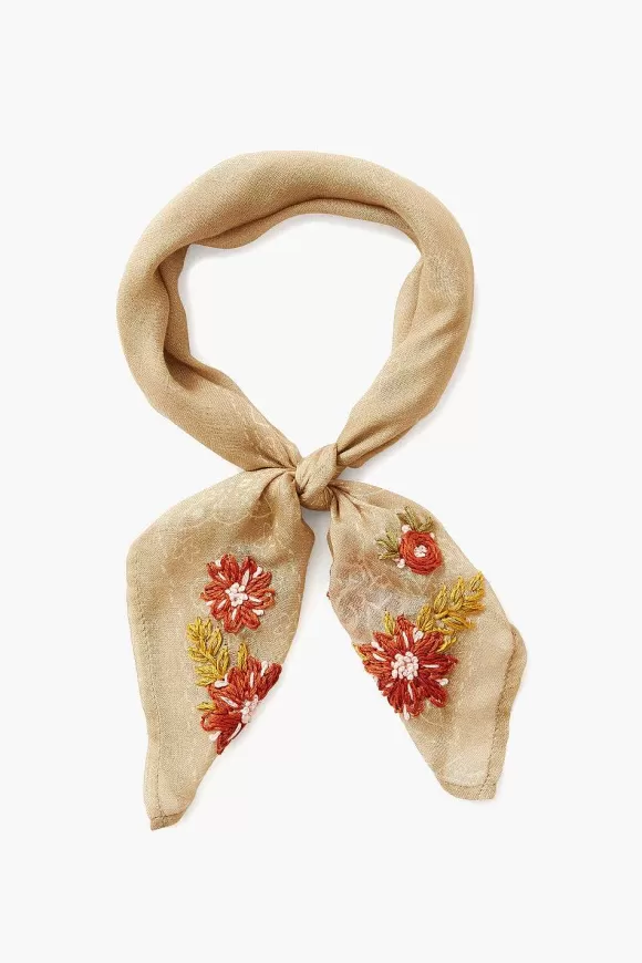 Chan Luu Doeskin Embroidered Floral Bandana Best