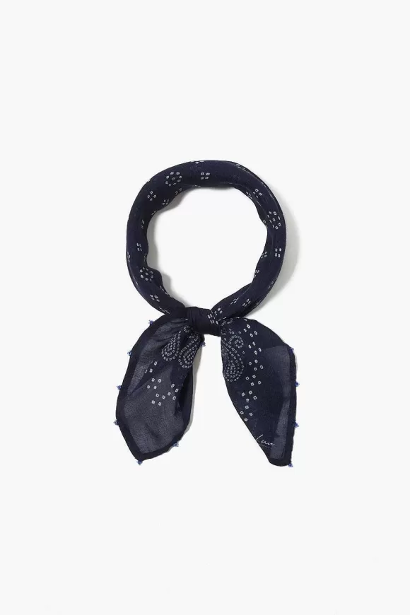 Chan Luu Dotted Paisley Bandana Blue Outlet