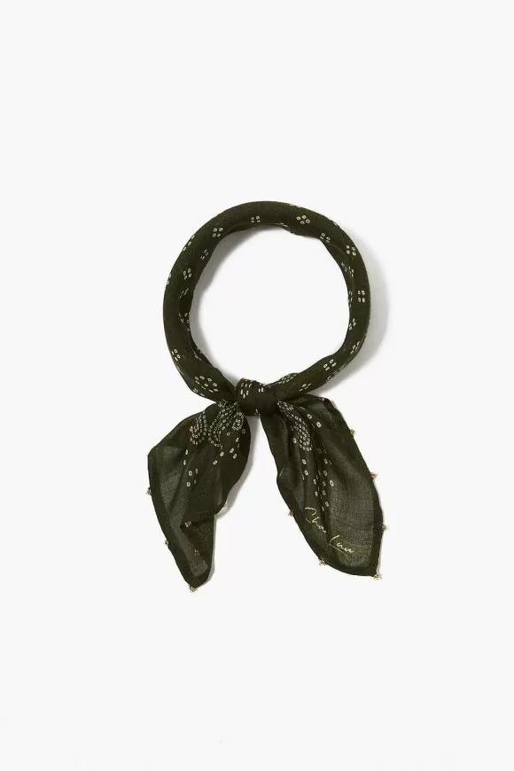 Chan Luu Dotted Paisley Bandana Green Flash Sale