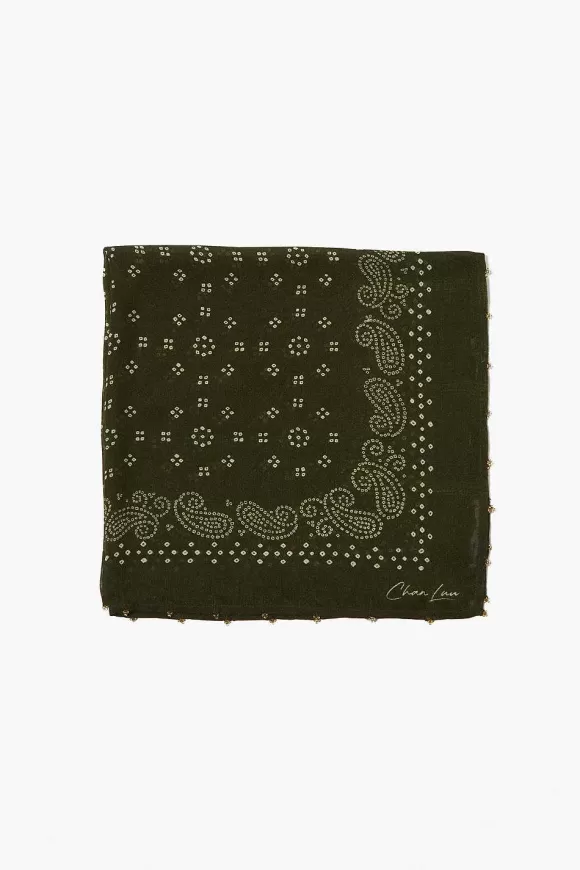 Chan Luu Dotted Paisley Bandana Green Flash Sale