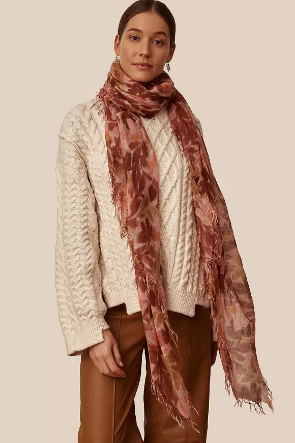 Chan Luu Dusty Rose Floral Cashmere And Silk Scarf Store