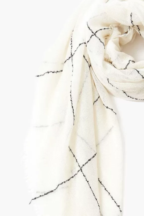 Chan Luu Eggshell Windowpane Cashmere Scarf Shop