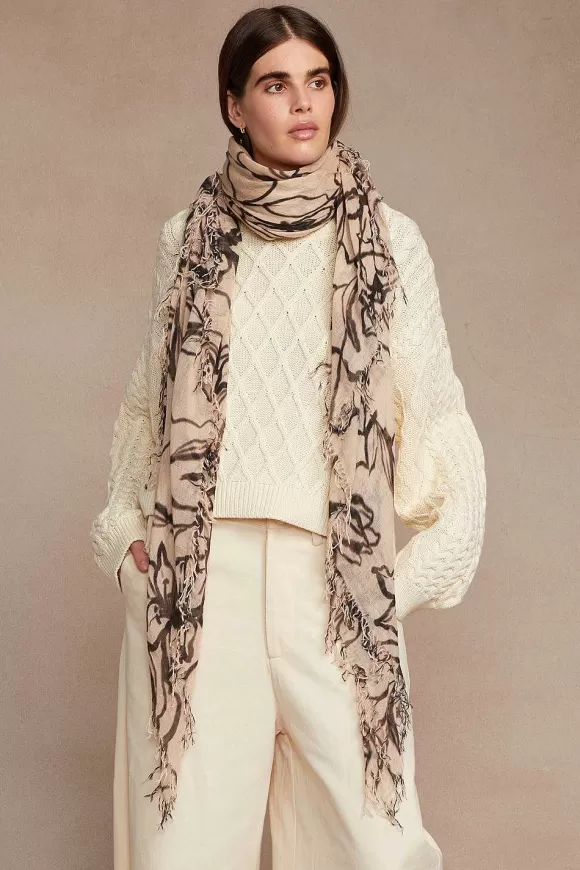 Chan Luu Egret Painterly Floral Cashmere And Silk Scarf Flash Sale