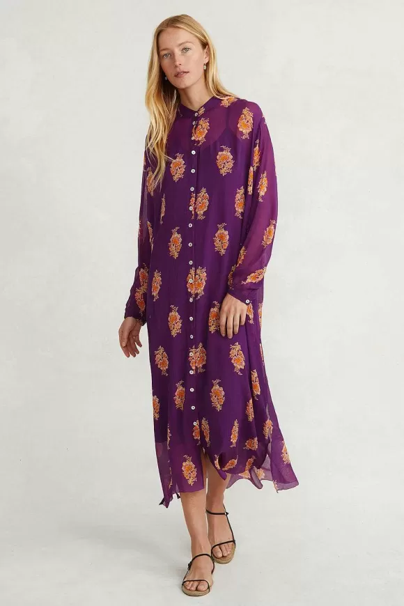 Chan Luu Eloise Floral Dress Grape Flash Sale