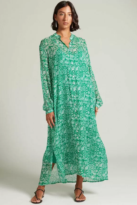 Chan Luu Eloise Floral Dress Verdant Green Best Sale