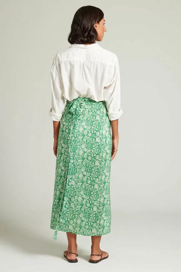 Chan Luu Eloise Floral Wrap Skirt Verdant Green Fashion