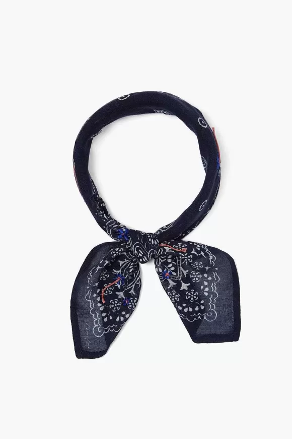 Chan Luu Embroidered Paisley Floral Bandana Dark Sapphire Hot