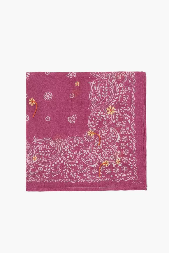 Chan Luu Embroidered Paisley Floral Bandana Rose Sorbet Best