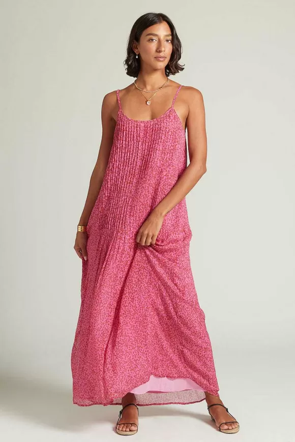 Chan Luu Emma Pleated Paisley Sundress Fuchsia Pink Sale