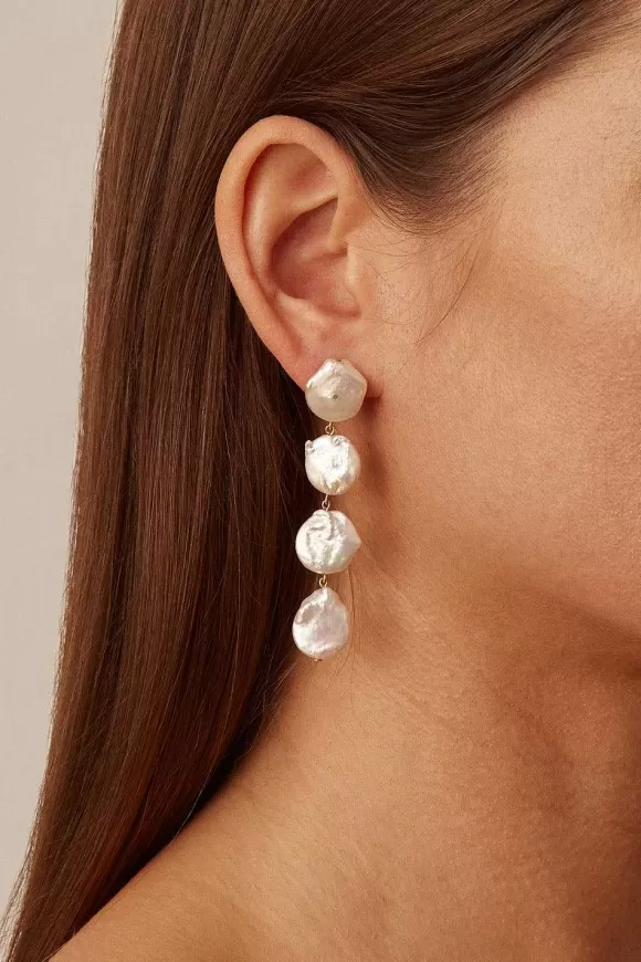 Chan Luu Four Tiered White Keshi Pearl Earrings Shop