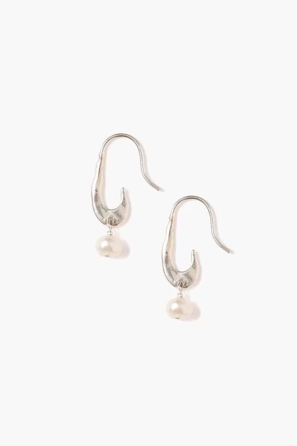 Chan Luu Gala Crescent Pearl Earrings Mini Silver Hot