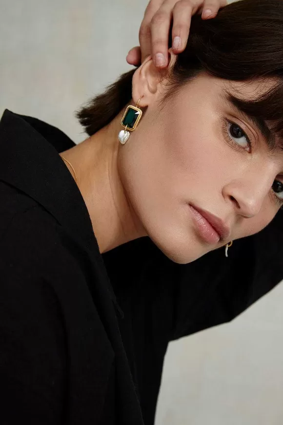 Chan Luu Geneva Drop Earrings Emerald Outlet