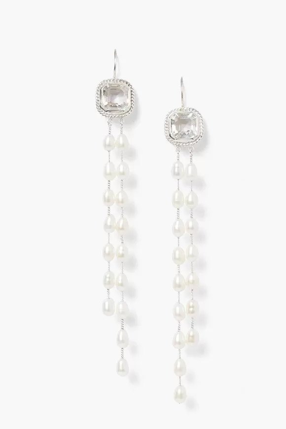 Chan Luu Geneva Tiered Pearl Earrings Crystal Store