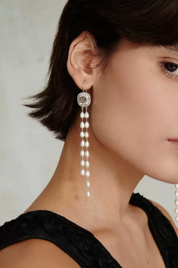 Chan Luu Geneva Tiered Pearl Earrings Crystal Store