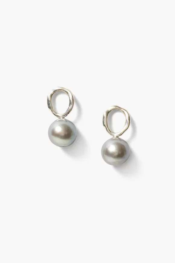 Chan Luu Globe Stud Earrings Grey Pearl Hot