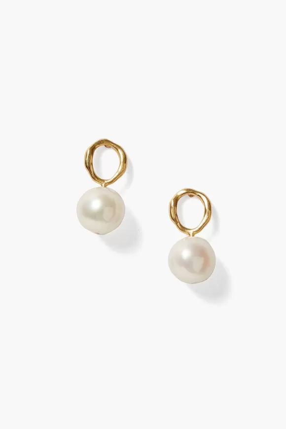 Chan Luu Globe Stud Earrings White Pearl Fashion